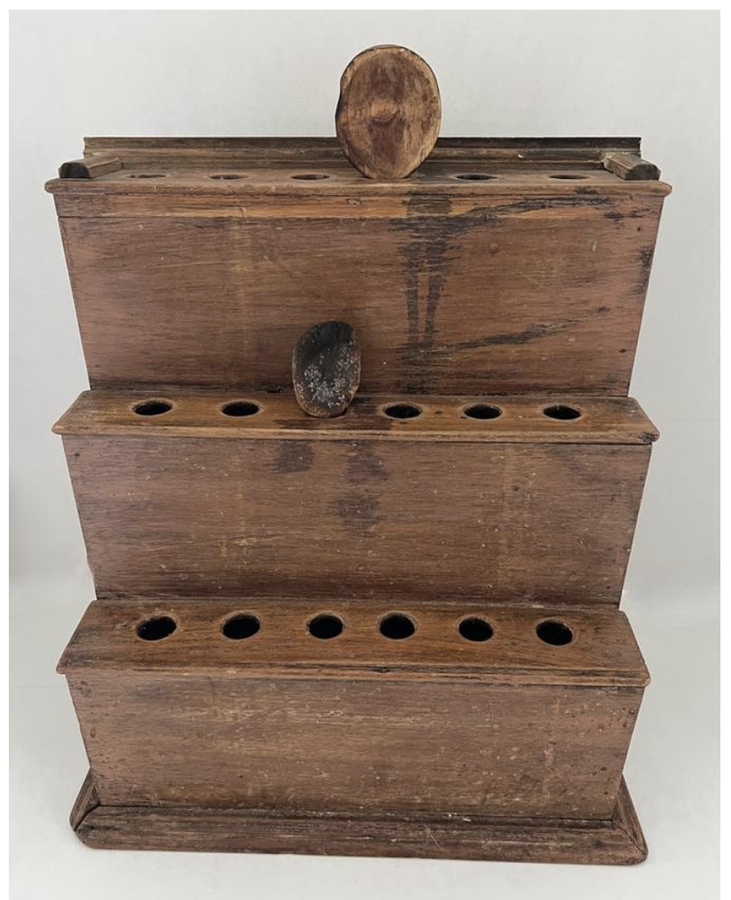 19th. c. Wooden Stepped Spoon Rack/Pipe Rack