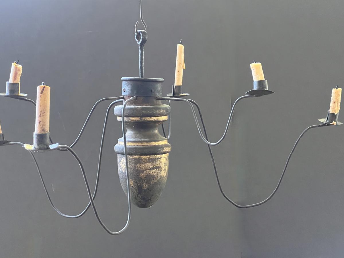 American Gilt Painted 6 Light Chandelier