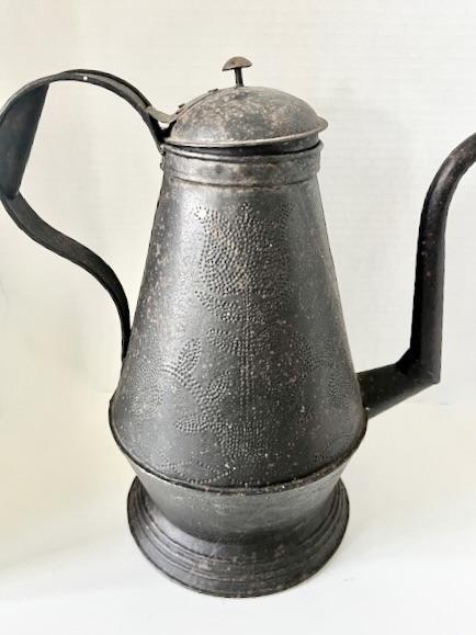 late 19th. c. Punched Tin Goose Necked Coffee Pot