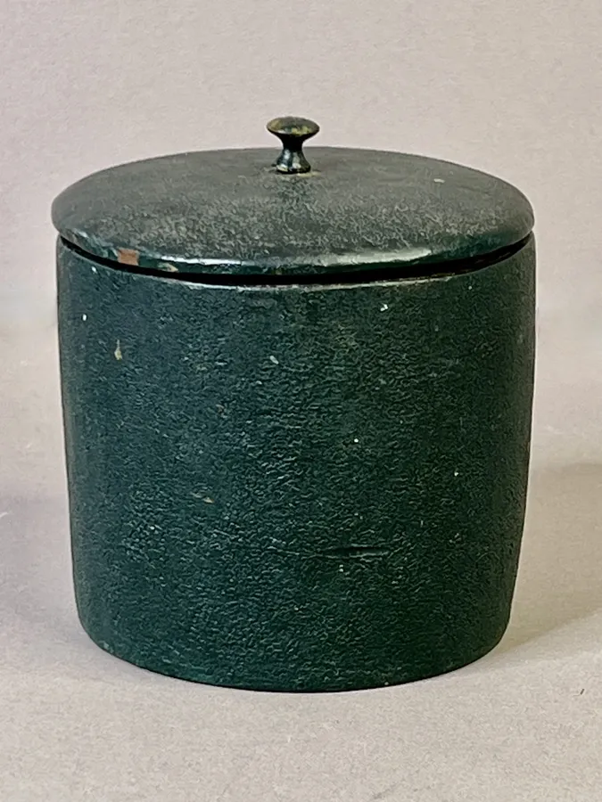 Small, Treen Green Painted Spice Canister