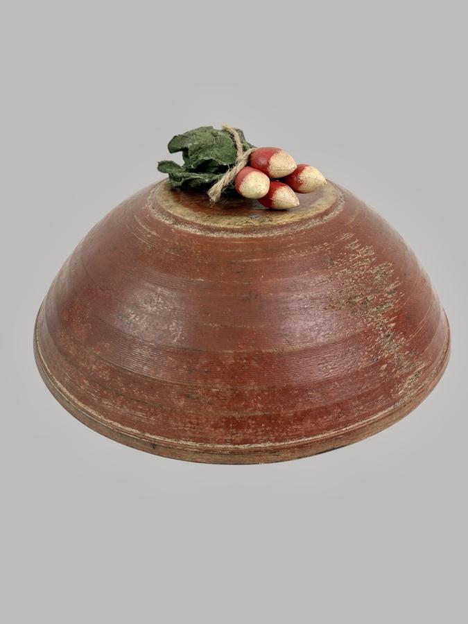 Wonderful Red Painted 17 3/4" Dough Bowl