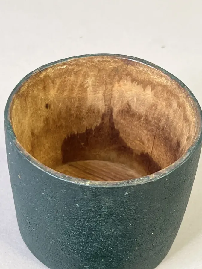 Small, Treen Green Painted Spice Canister