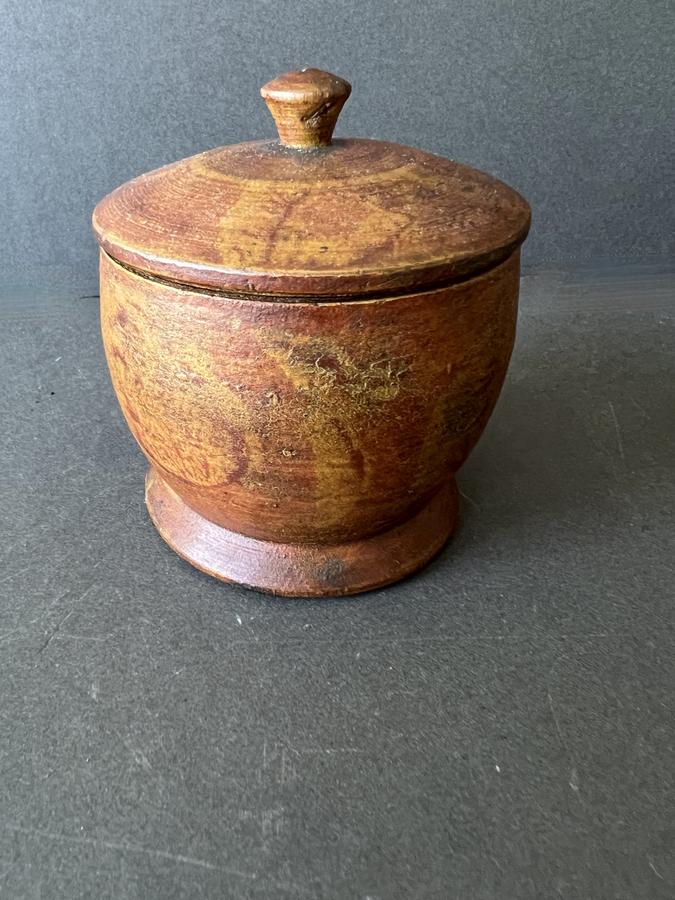 3 3/4" Vinegar Painted Covered Treen Canister