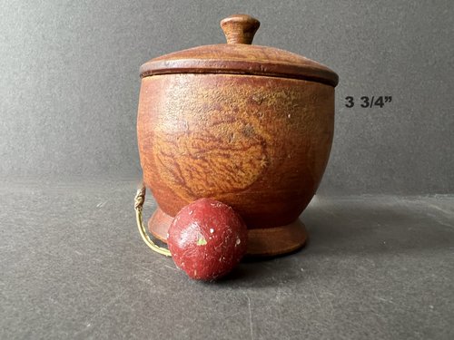 3 3/4" Vinegar Painted Covered Treen Canister