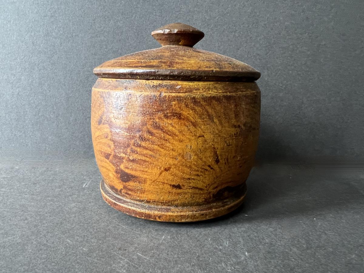 4 1/2" Vinegar Painted Treen Canister