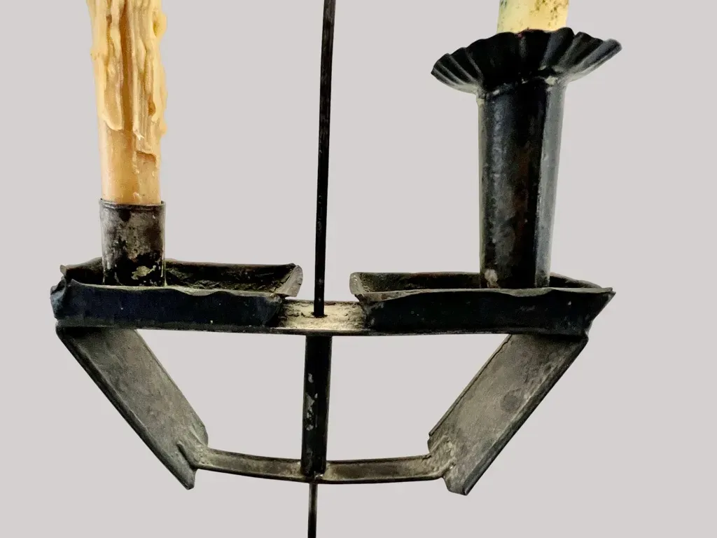 Sand Weighted,19th. C. Adjustable Two Candle Light