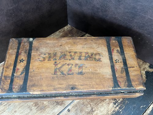 Unusual Paint Decorated Shaving Box