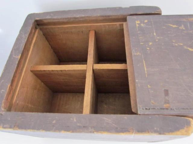 Brown Painted, American Slide Lid Spice Box