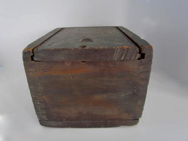 Brown Painted, American Slide Lid Spice Box
