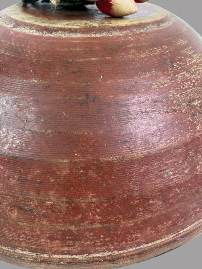Wonderful Red Painted 17 3/4" Dough Bowl