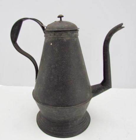 19th. c. Punched Tin Goose Necked Coffee Pot