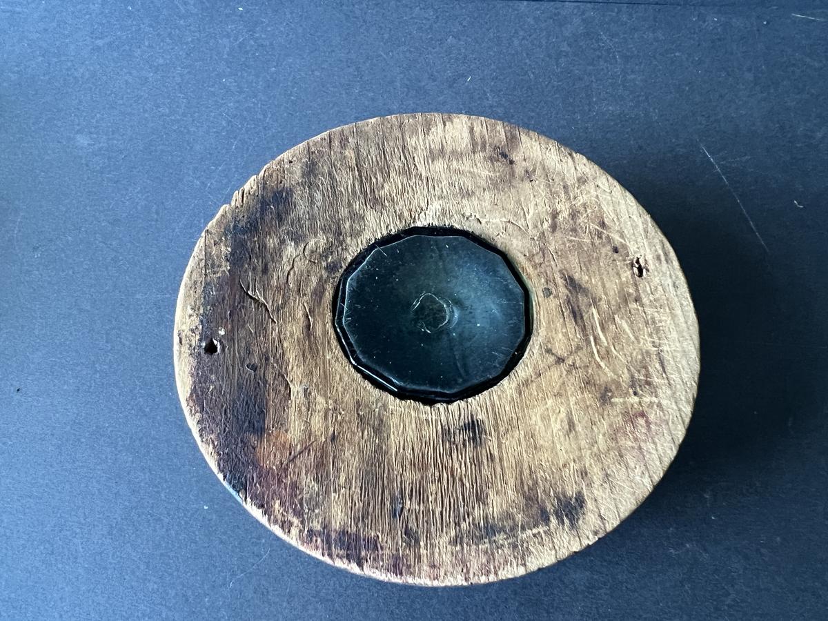 Late 18th/ 19th. c. Wooden w/Glass Insert Inkwel