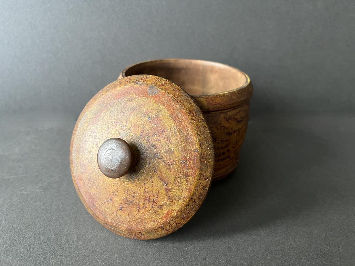 5 1/2" American, Treen Vinegar Painted Canister