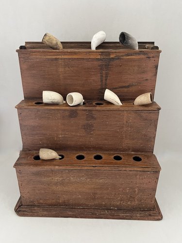 19th. c. Wooden Stepped Spoon Rack/Pipe Rack