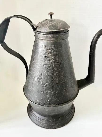 19th. century Punched Tin Gooseneck Coffee Pot