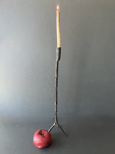 Primitive, Wrought Iron, 19th. c. Table Light