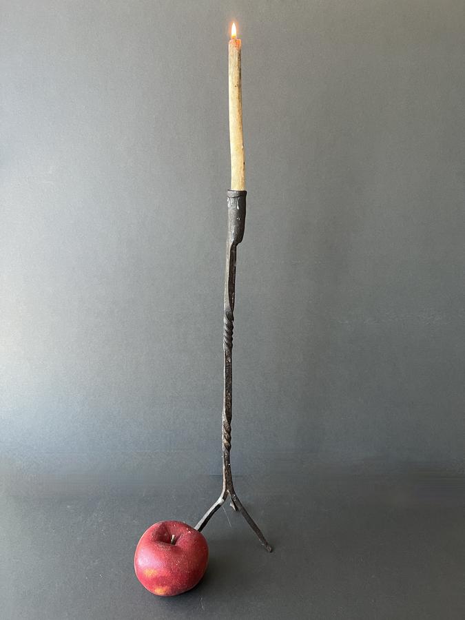 Primitive, Wrought Iron, 19th. c. Table Light
