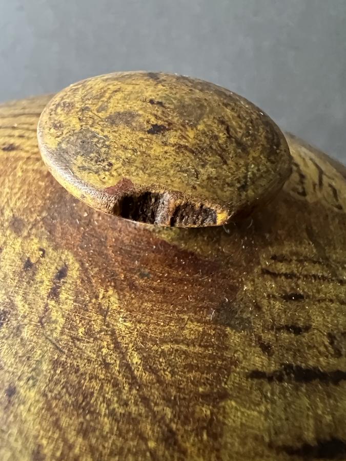 Wonderful Vinegar Painted Treen Covered Jar