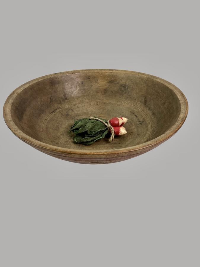 Wonderful Red Painted 17 3/4" Dough Bowl