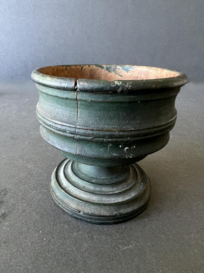 19th. century Treen, Green Painted Master Salt
