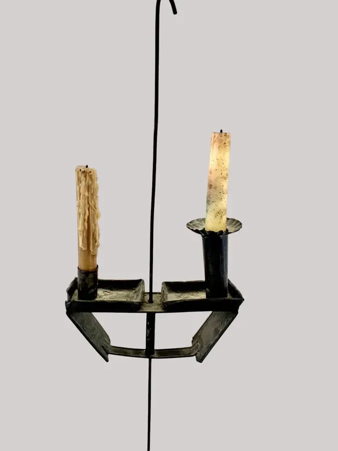 Sand Weighted,19th. C. Adjustable Two Candle Light