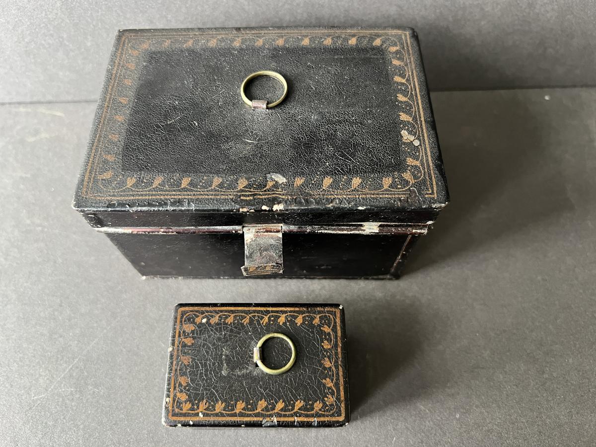 Unusual Tole Painted Tin Tinder Box