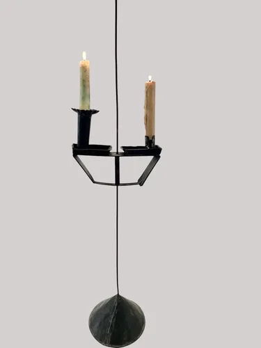 Sand Weighted,19th. C. Adjustable Two Candle Light