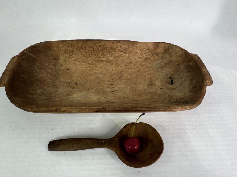 Small, Treen Trencher w/Spoon