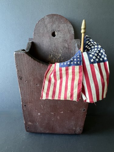 Early 19th. century Canted Red Painted Wall Box