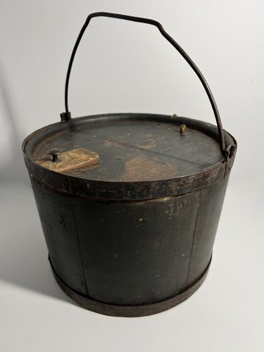 Black Paint, Unusual Bail Handled Pantry Box