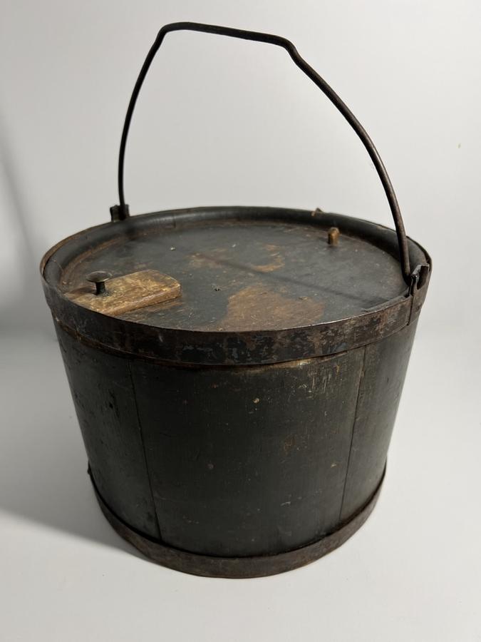 Black Paint, Unusual Bail Handled Pantry Box