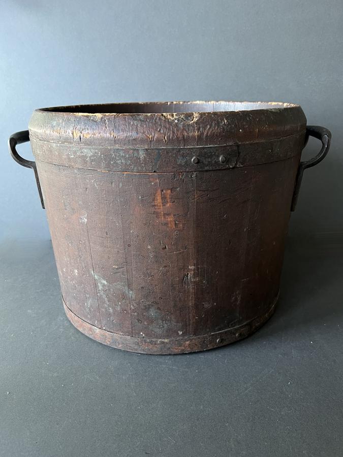Large Brown Painted Staved Bucket