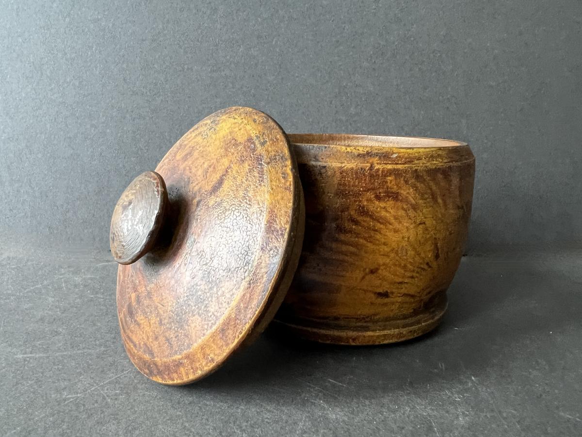 4 1/2" Vinegar Painted Treen Canister