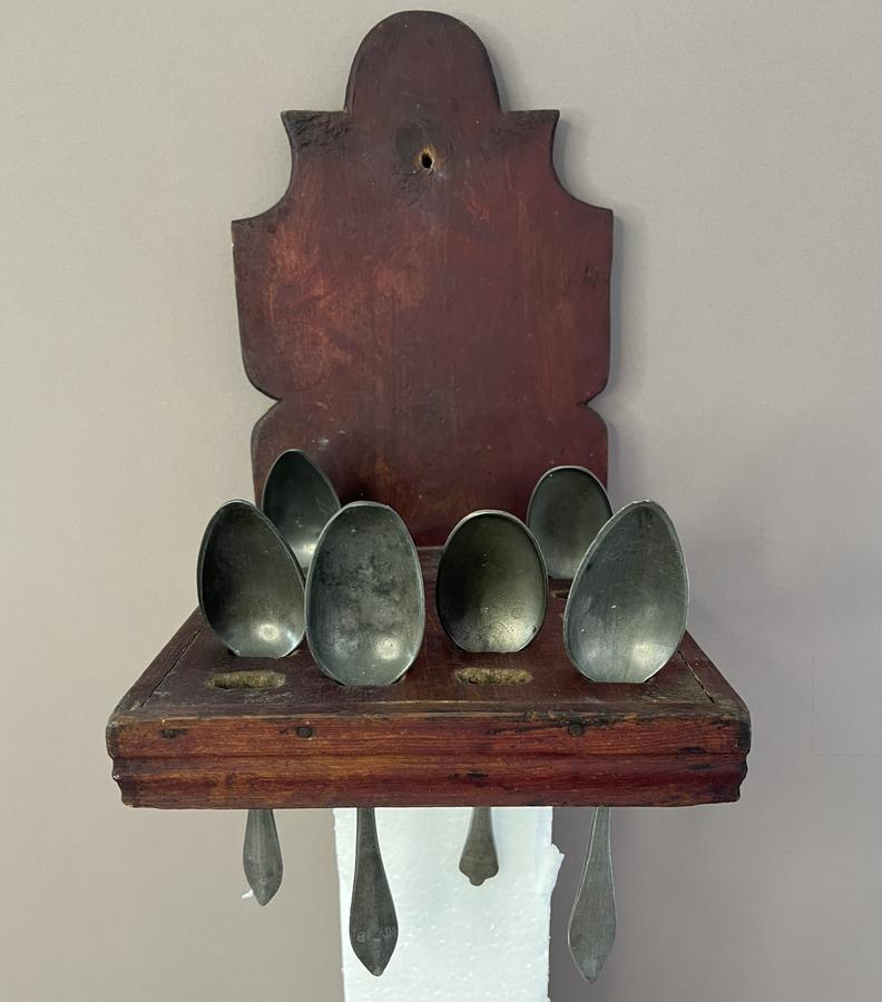 Red Painted, New England Spoon Rack
