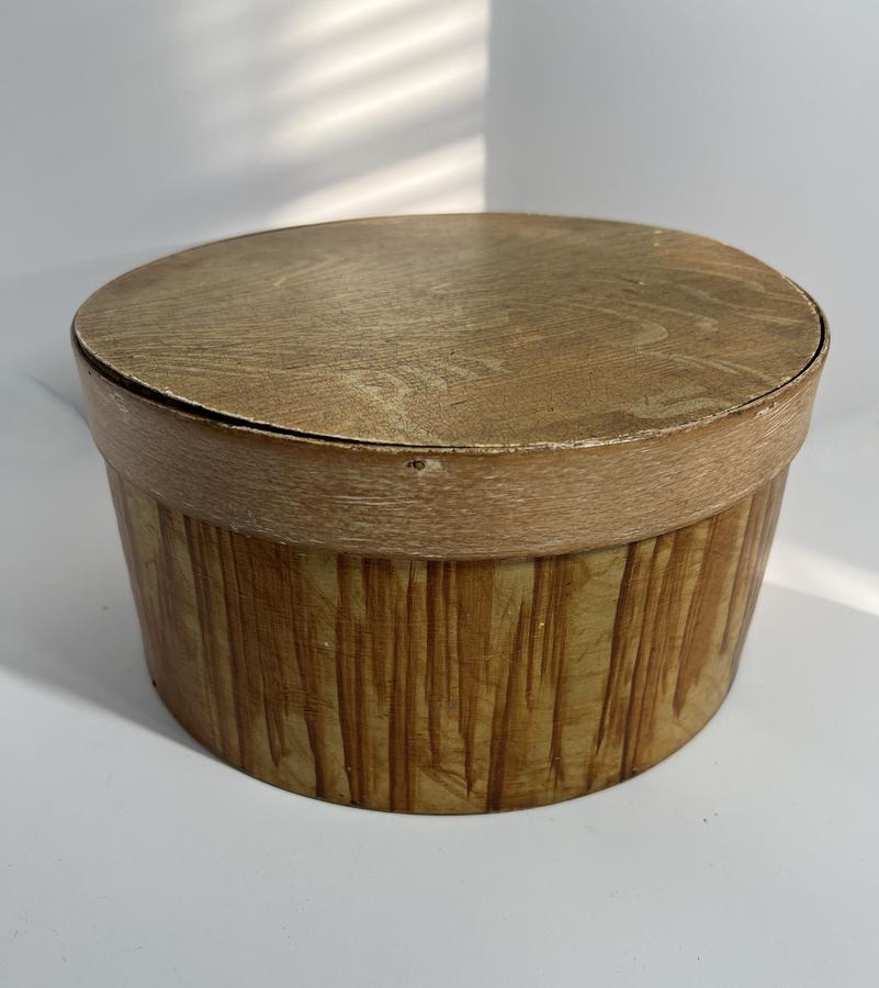 Grain Painted in Mustard, Round Pantry Box
