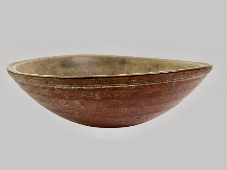 Wonderful Red Painted 17 3/4" Dough Bowl