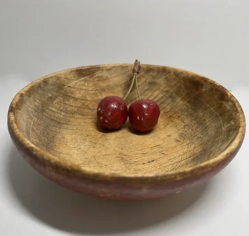 Small, Red Painted Treen Bowl