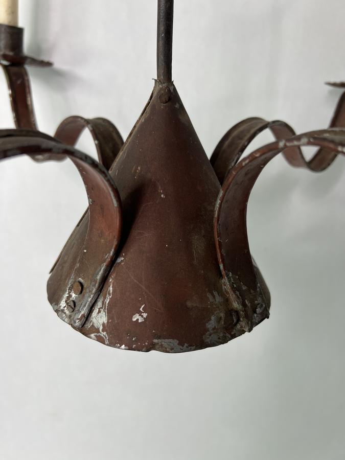 Mid 19th. c. Red Painted Witches Hat Chandelier