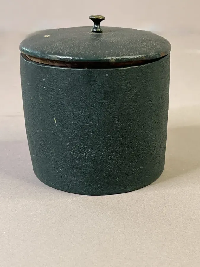 Small, Treen Green Painted Spice Canister