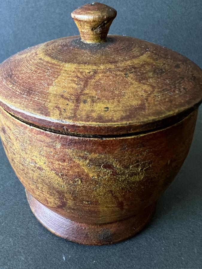 3 3/4" Vinegar Painted Covered Treen Canister