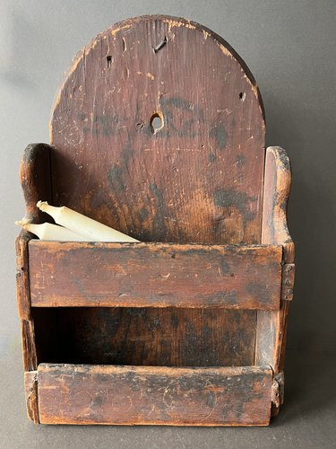 Late 18th. c. Red Painted, Double Well Wall Box
