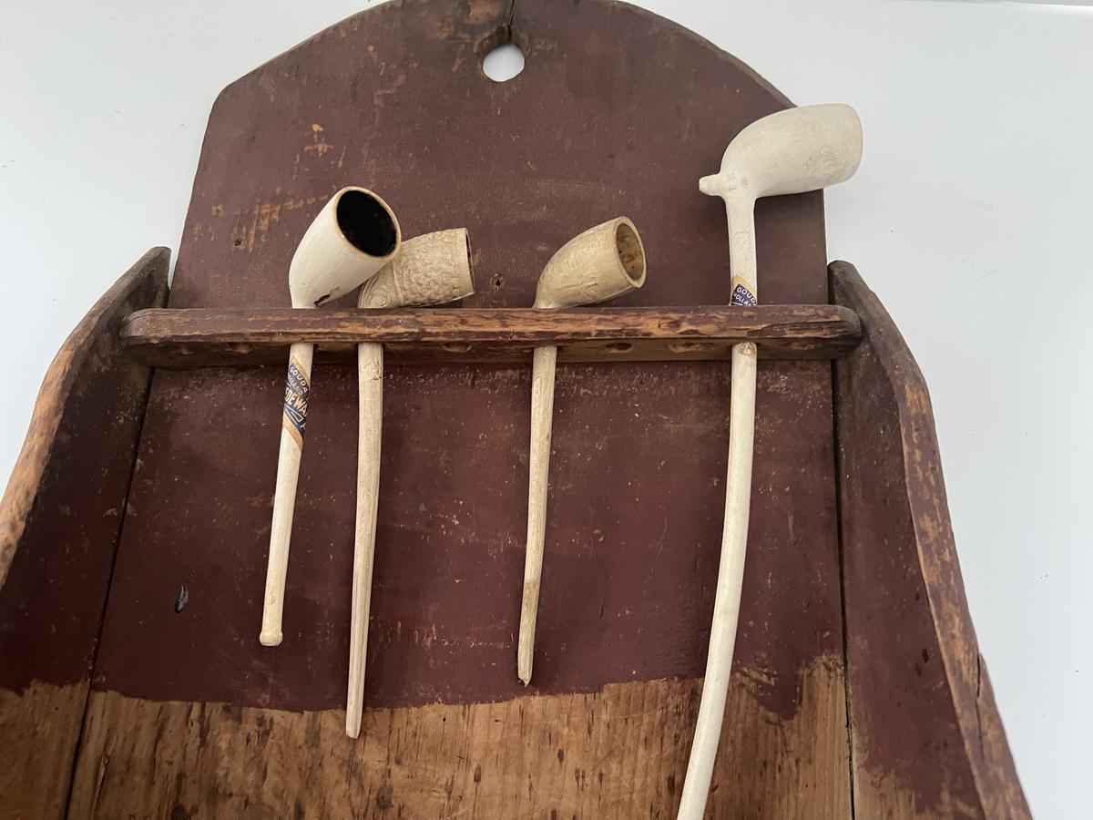 New England, Early 19th. c. Pipe Rack/Wall Box