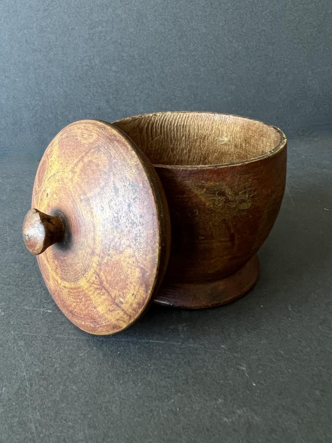 3 3/4" Vinegar Painted Covered Treen Canister