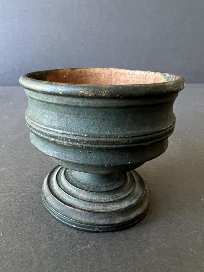 19th. century Treen, Green Painted Master Salt