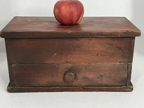 Red Painted Divided Table Box w/Drawer