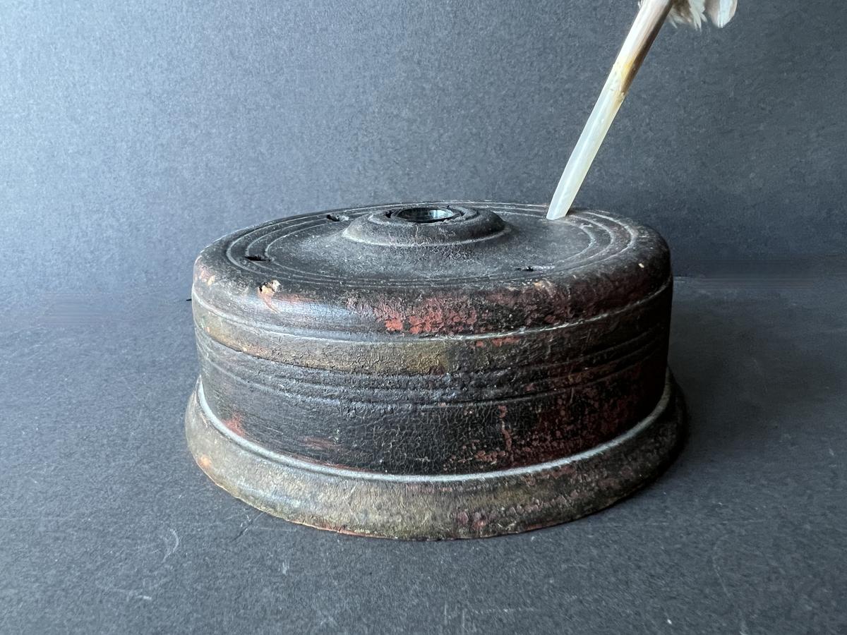 Late 18th/ 19th. c. Wooden w/Glass Insert Inkwel