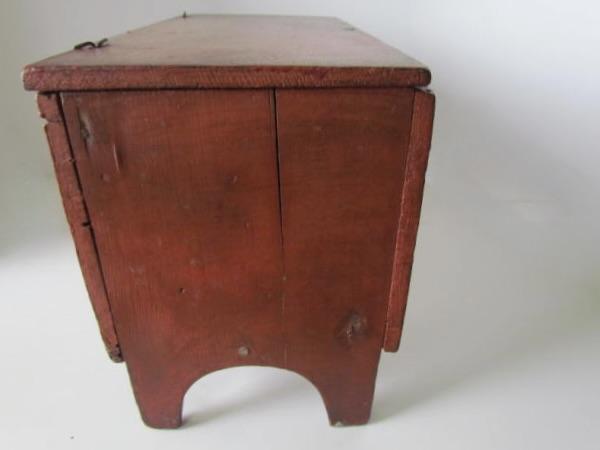 Unusual Wooden Lock-Red Painted Table box