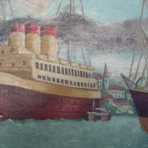 Pair of Signed/Dated Shipyard Paintings