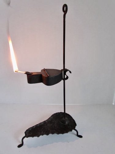 18th. century Adjustable Betty Lamp/Whale Oil Lamp