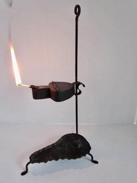 18th. century Adjustable Betty Lamp/Whale Oil Lamp